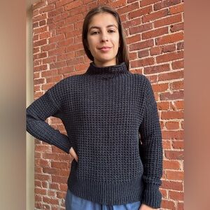 Mock Neck Navy Blue Sweater